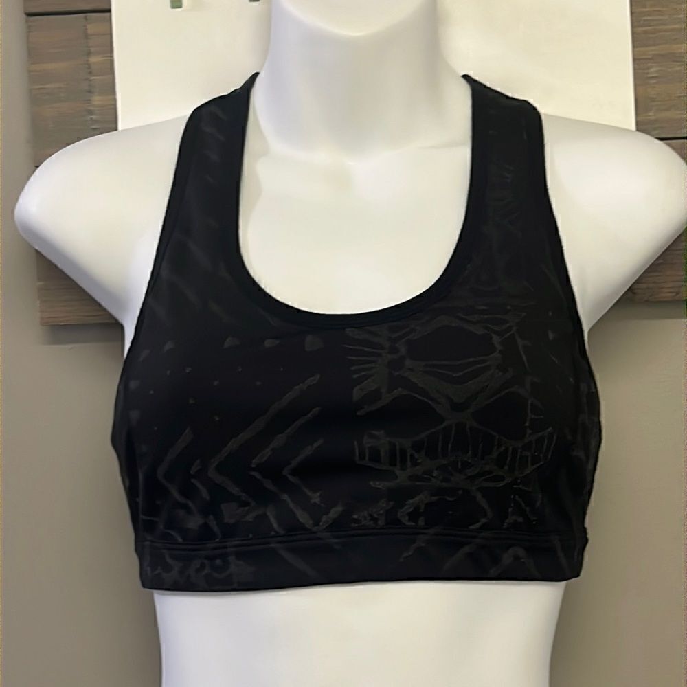 Free People Movement Black/Gray/Coral Abstract Pullover Zip-Up Sports Bra- Small